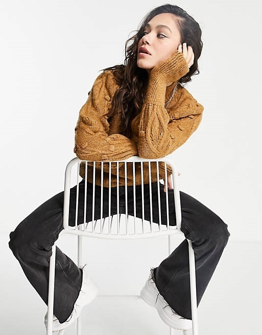 ASOS ニット・セーター ASOS*Only*ハイネックケーブルニット/light brown(4)