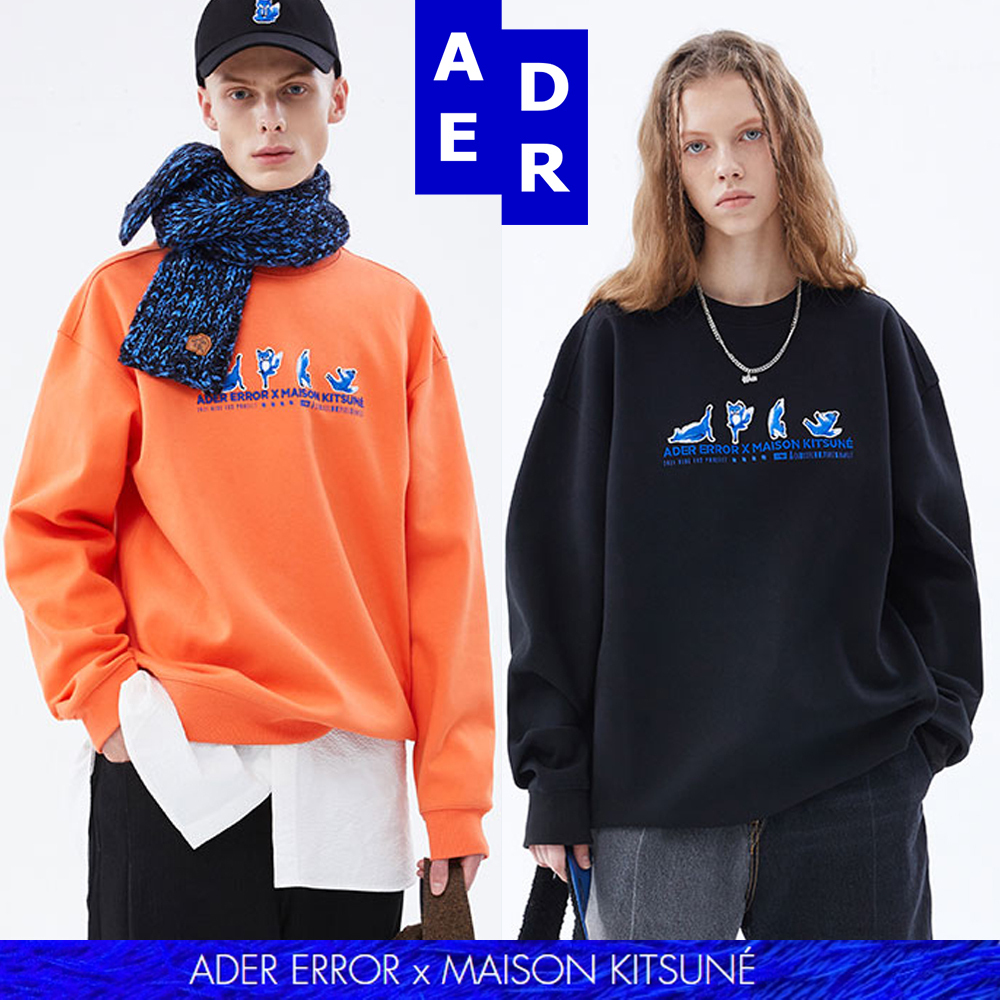 代理店 ADERERROR x MAISON KITSUNE Yoga blue fox sweatshirt