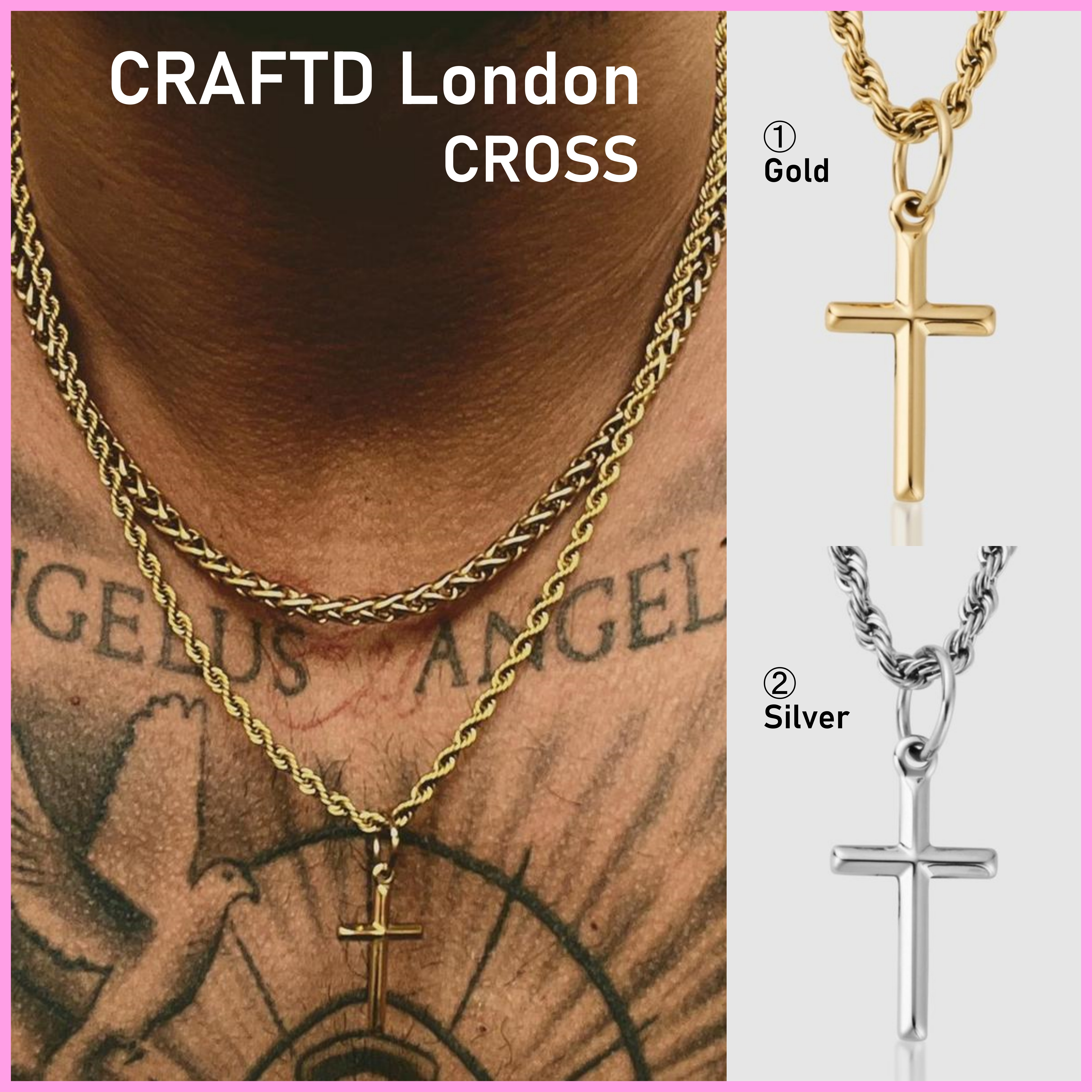 送税込【CRAFTD London】CROSS クロスネックレス☆ (2色) 国内発