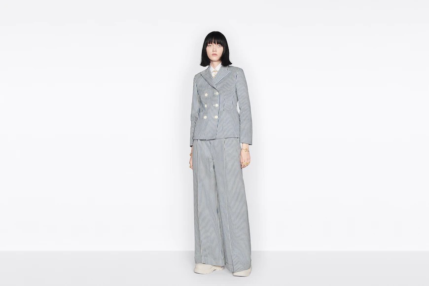 DIOR CD ロゴ パンツ フレア ストライプ 青 女 プレタ 送料込み