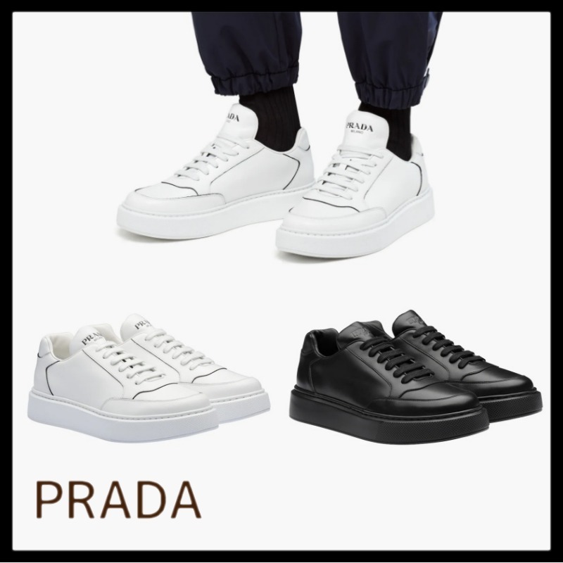 【PRADA】プラダ*マクロレザー スニーカー◇ローカット 2色 【楽天スーパーセール】