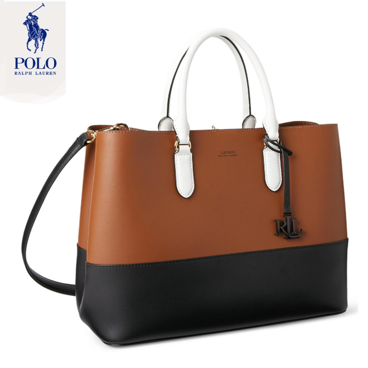 大幅値下げ！Ralph Lauren 最新 Two-Tone Leather Large Satchel