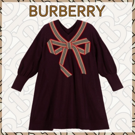 大人もOK ☆BURBERRY☆ バーガンディウール＆シルクニットドレス