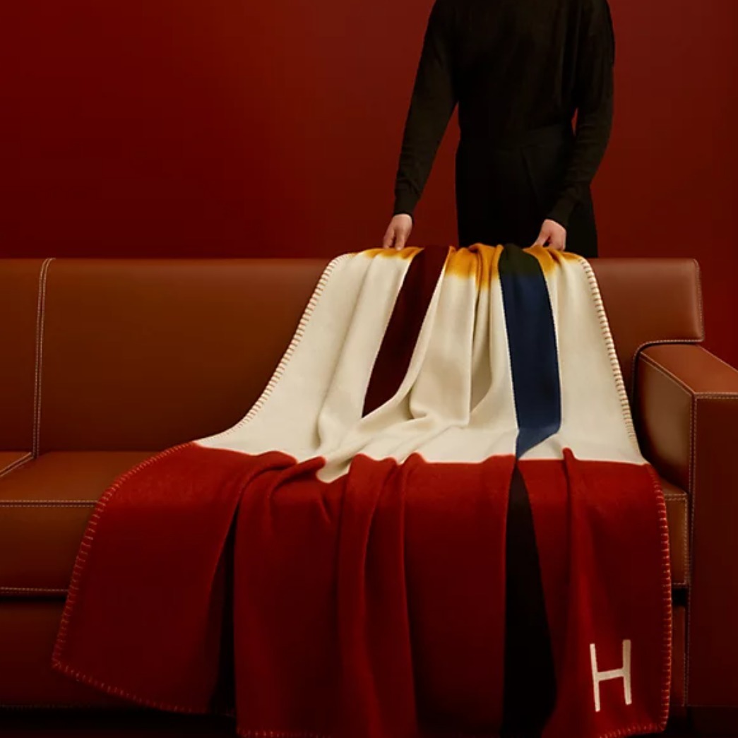 HERMES ブランケット(ひざ掛け) これからの季節に♪エルメス ブランケット Plaid H Dye(13)