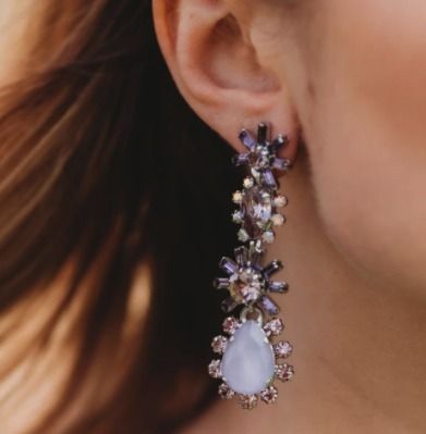 Elizabeth Cole ピアス ドロップ パープル 紫 ビジュー【BUYMA】