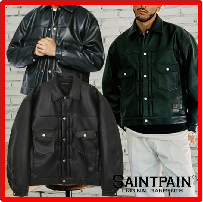 ★【SAINTPAIN】★SP VEGAN LEATHER OVERSIZE TRUCKER JACKE.T★