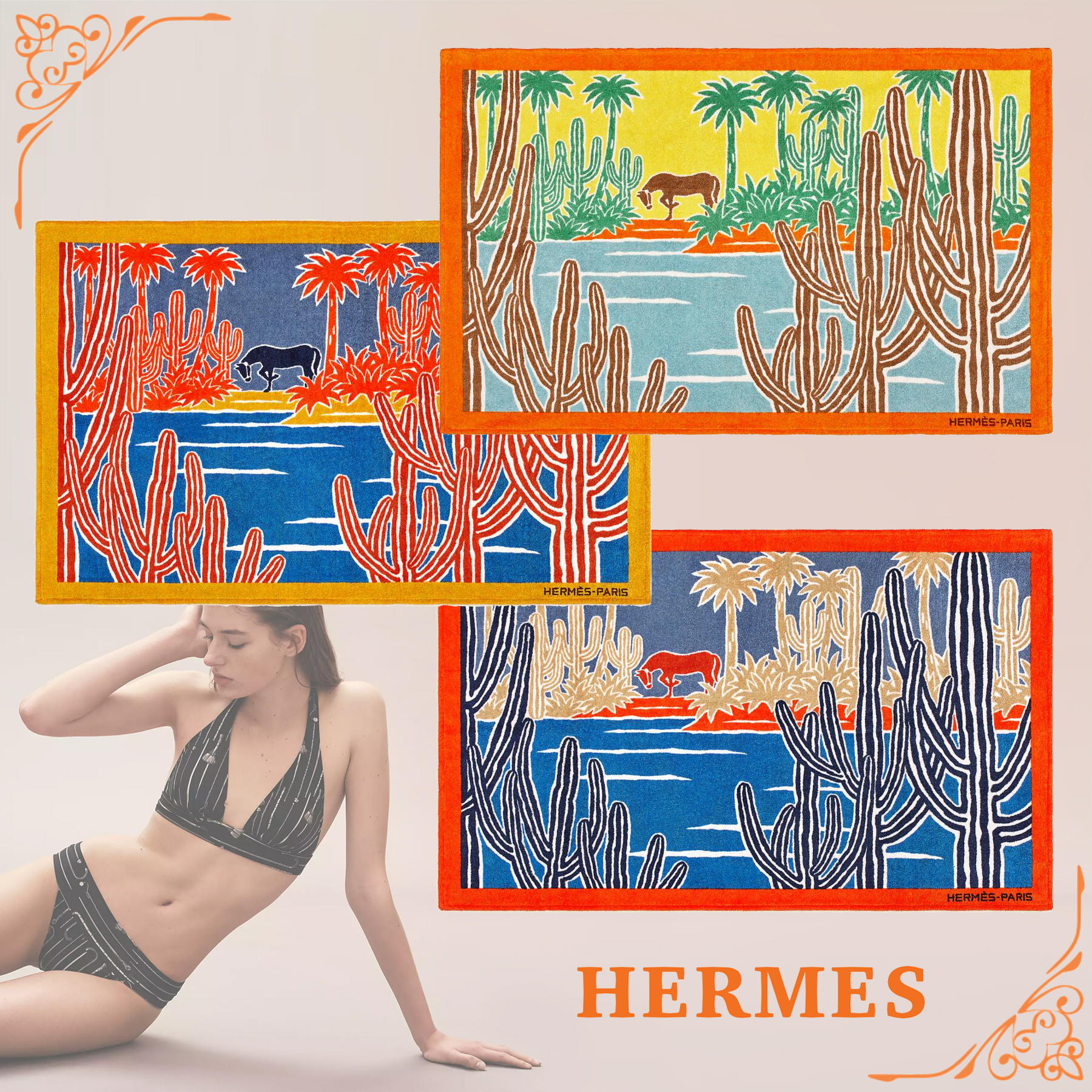 完成品 日本未入荷【HERMES/エルメス】ビーチタオル《ルベル オアシス》 ビーチタオル 完成品 日本未入荷【HERMES/エルメス】ビーチタオル《ルベル オアシス》 ビーチタオル