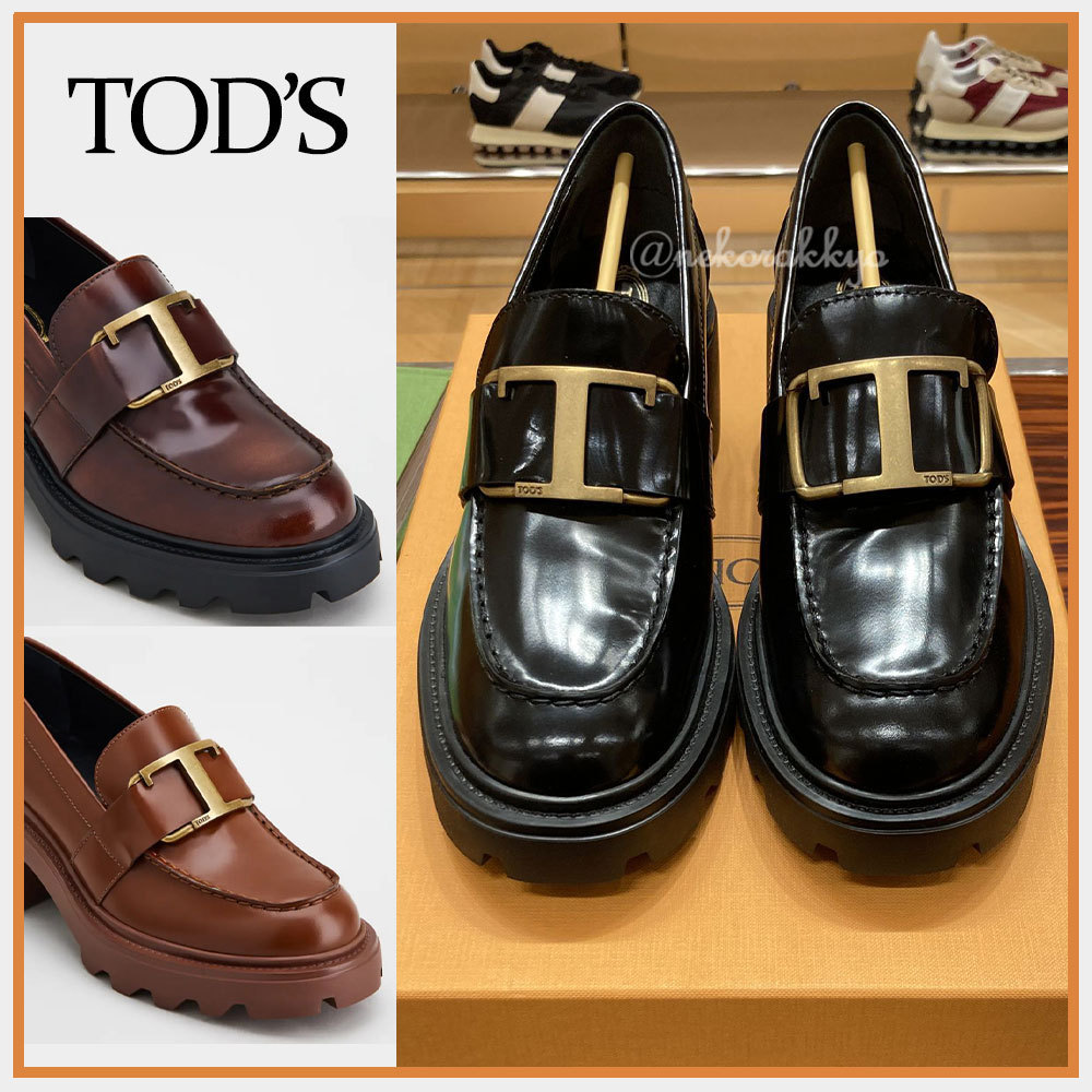 TOD'S☆LOAFERS☆レザー ロゴローファー☆送料込