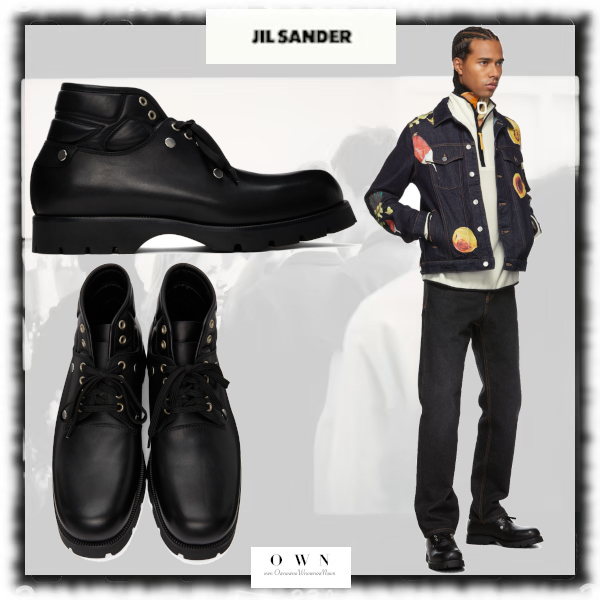 珍しい 【Jil Sander】レースアップ ダービーシューズ ブラック ドレスシューズ・革靴・ビジネスシューズ 珍しい 【Jil Sander】レースアップ ダービーシューズ ブラック ドレスシューズ・革靴・ビジネスシューズ