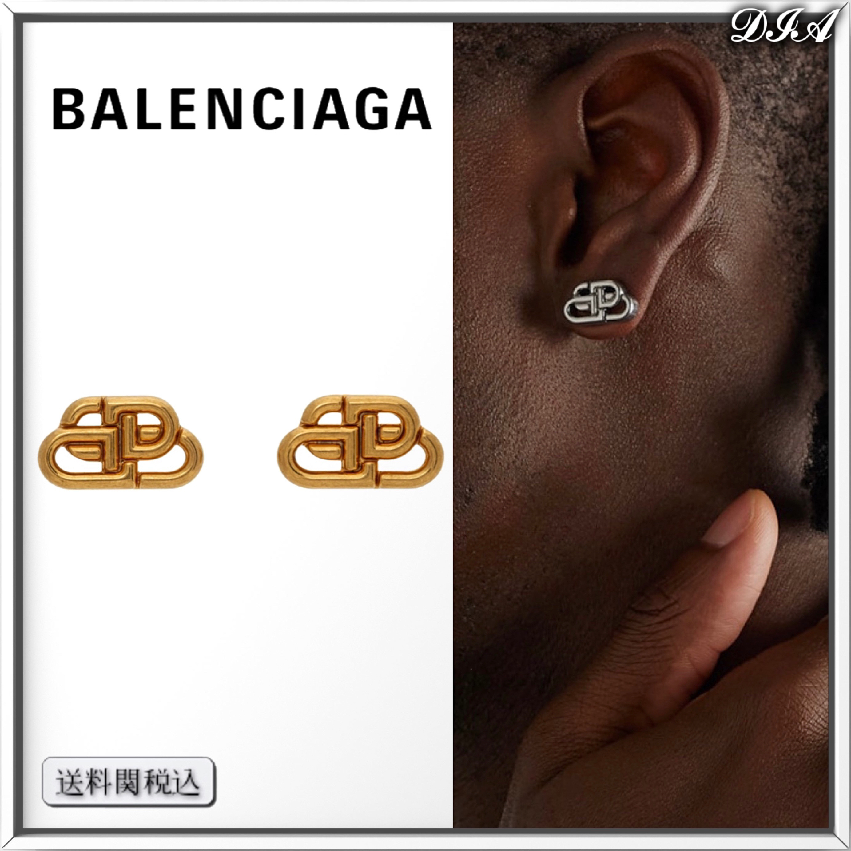 BALENCIAGA BBロゴ ゴールドトーン スタッド ピアス 人気