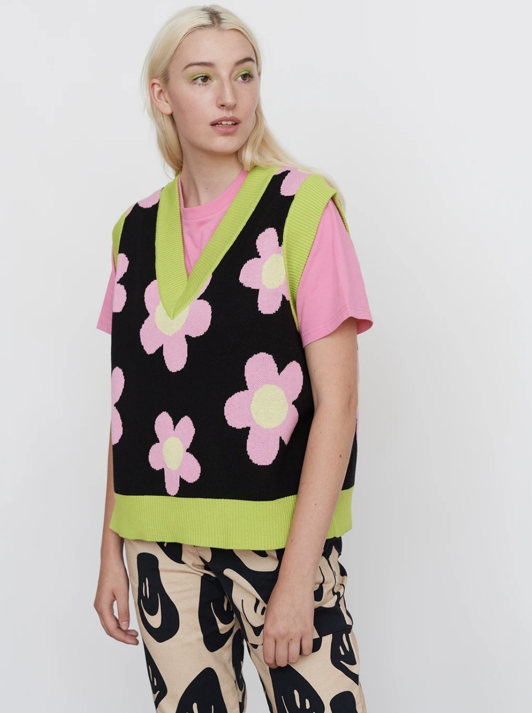 関税込/LAZY OAF*Vネック カラフル ニット セーター ベスト ...