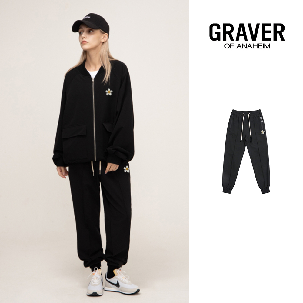 【GRAVER】21FW★ Zipper white flower white clip jogger pants