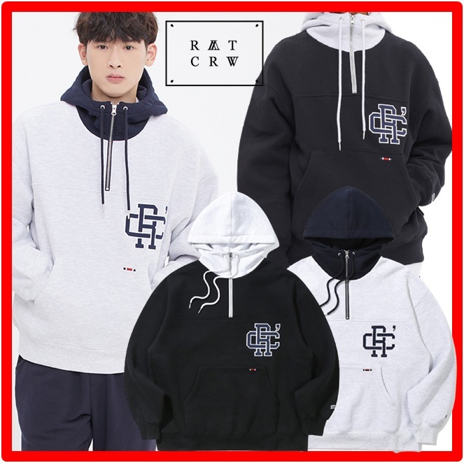 ★人気★【ROMANTIC CROWN】★RC CLUB HALF ZIP UP HOO.D★