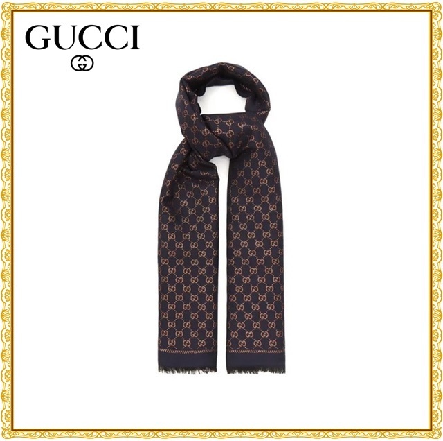 【関税送料込】GUCCI GGジャカード ウールブレンドスカーフ