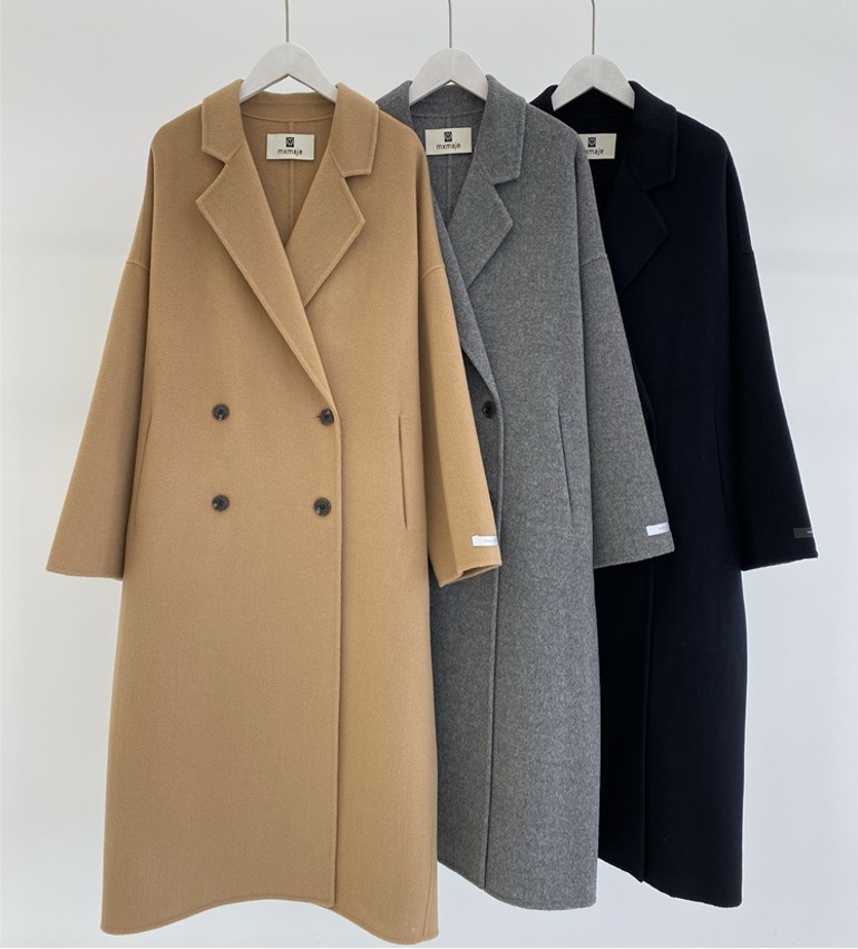 3color 上質ハンドメイド ロングウール100%コート・送料込