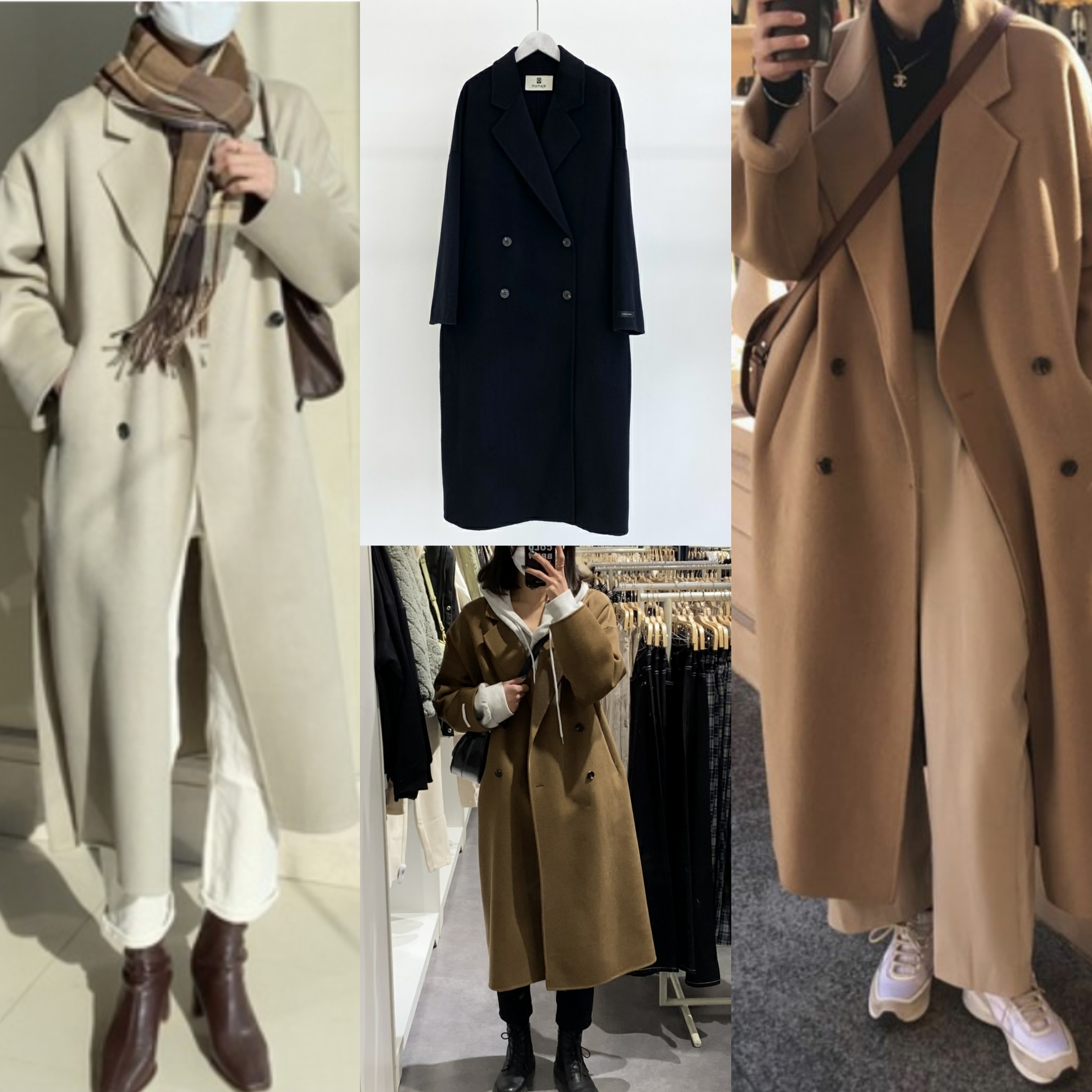 3color 上質ハンドメイド ロングウール100%コート・送料込