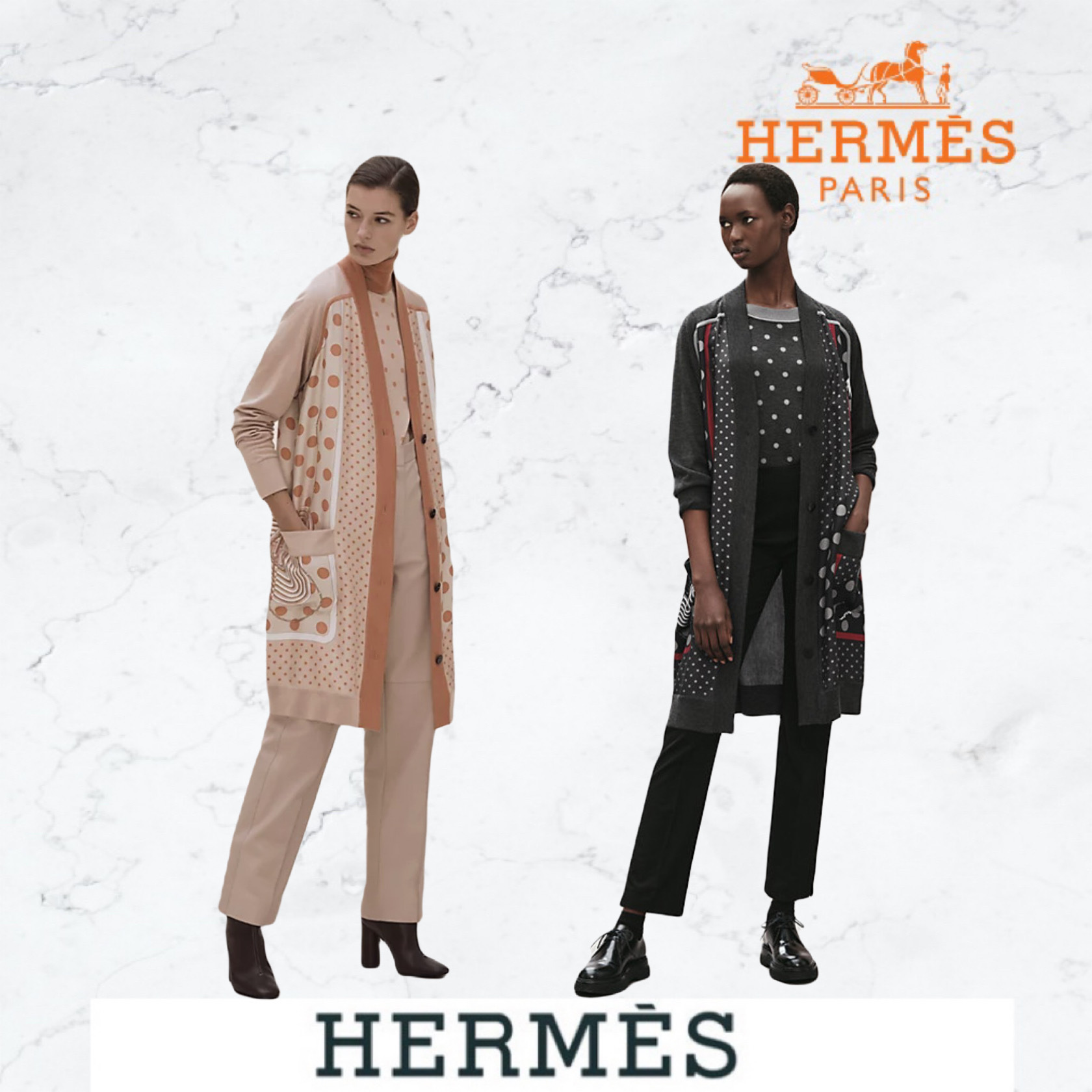 《新作★》HERMES カーディガン Clic Clac a Pois twillaine
