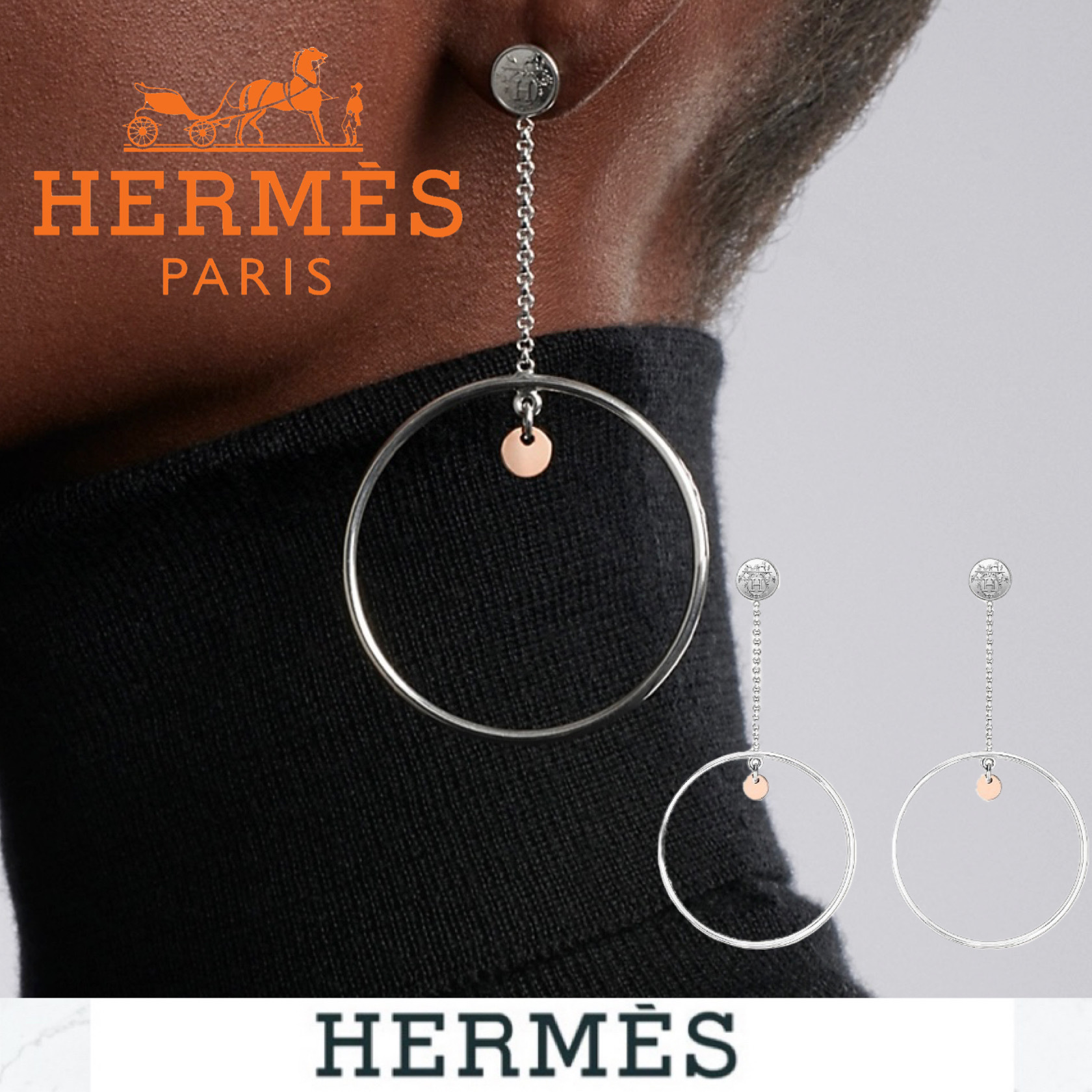 《人気★》HERMES Ex-Libris ピアス 最新作 スタイリッシュ