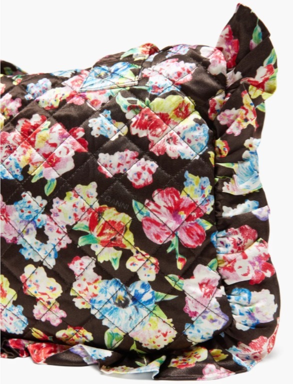 Ganni トートバッグ 【Ganni】ラッフル フローラル サテントートバッグ(6)