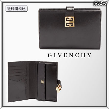 GIVENCHY Folding Wallets Plain Leather Logo Folding Wallets