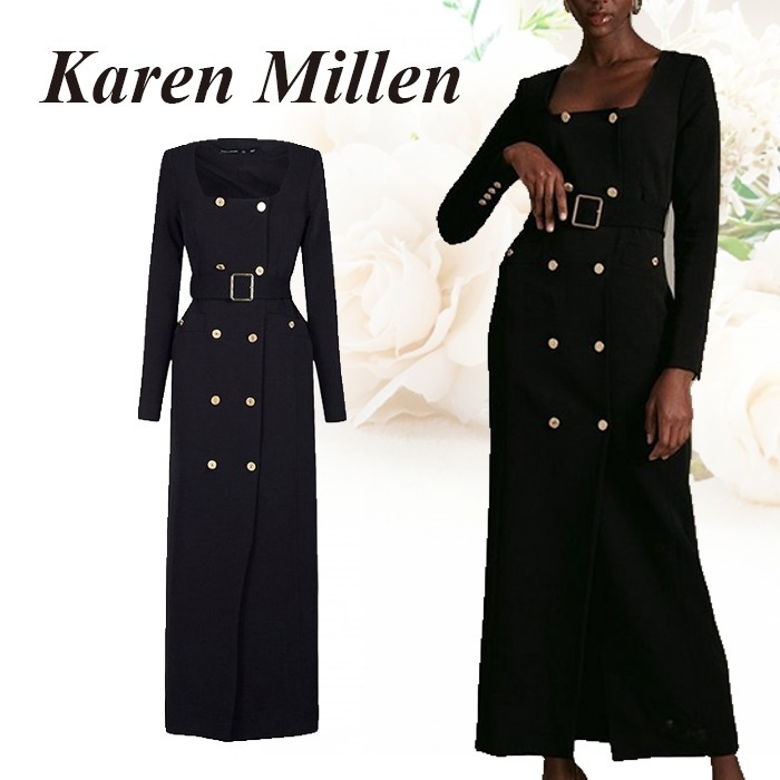 【2021A/W新作★送料無料】 【Karen マキシドレス ベルト ビスコース Millen】コンパクト パーティードレス 【2021A/W新作★送料無料】 【Karen マキシドレス ベルト ビスコース Millen】コンパクト パーティードレス