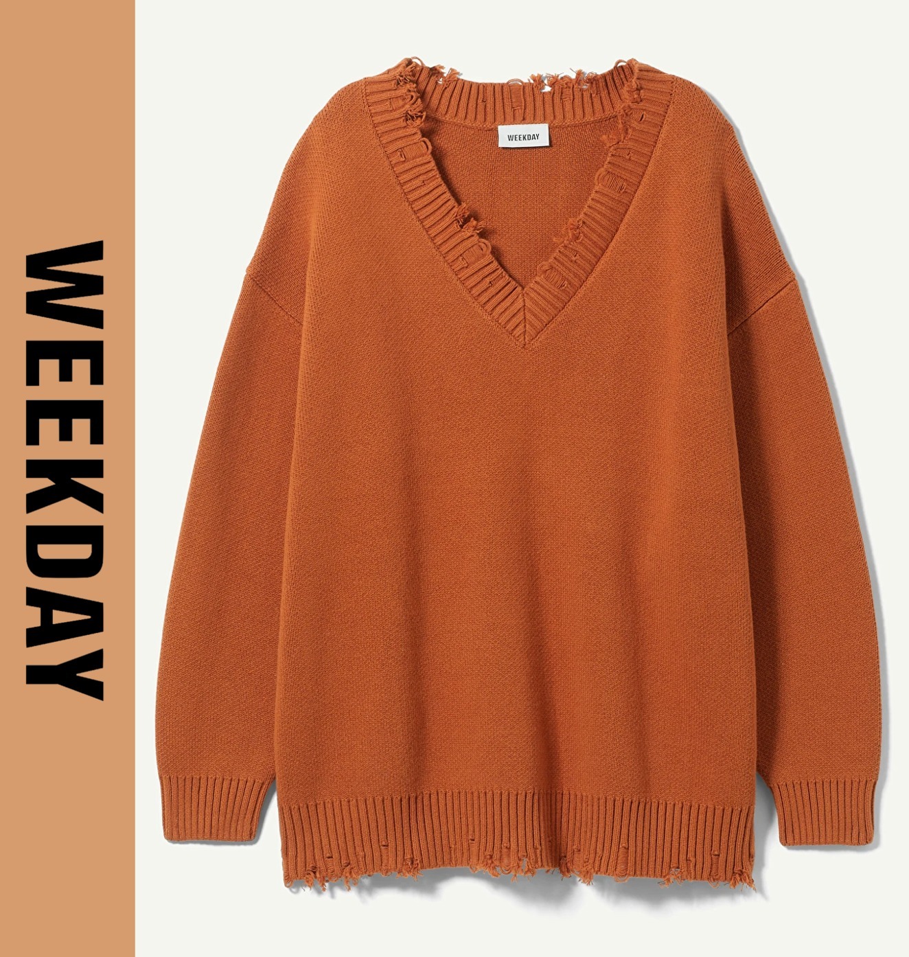 【返品交換不可】 ☆英国発*WEEKDAY*新作*フレイドエッジニット/RG☆ ニット・セーター 【返品交換不可】 ☆英国発*WEEKDAY*新作*フレイドエッジニット/RG☆ ニット・セーター