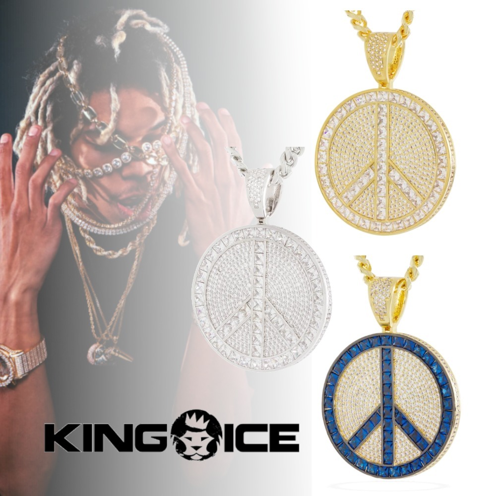King Ice ☆ 5.6cm PEACE AND LOVE MEDALLION ネックレス 3色