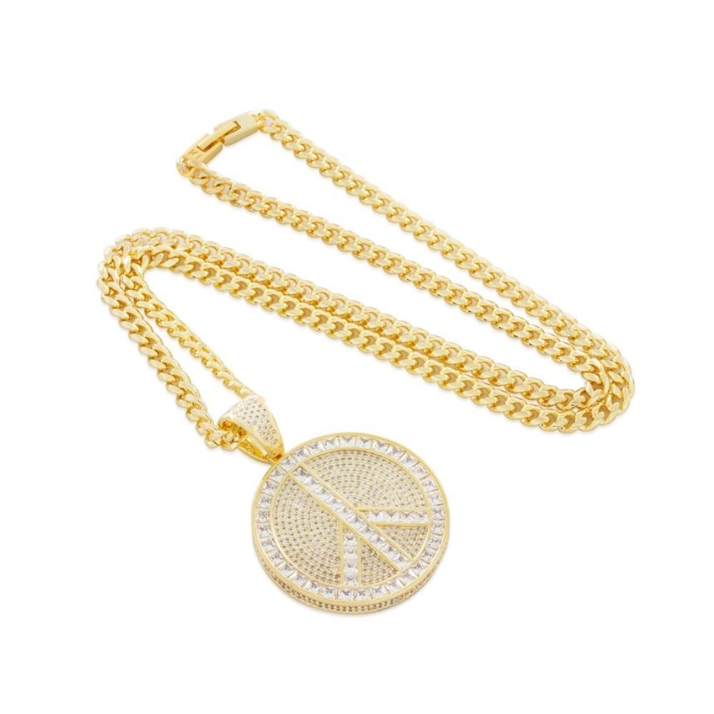 King Ice ☆ 5.6cm PEACE AND LOVE MEDALLION ネックレス 3色