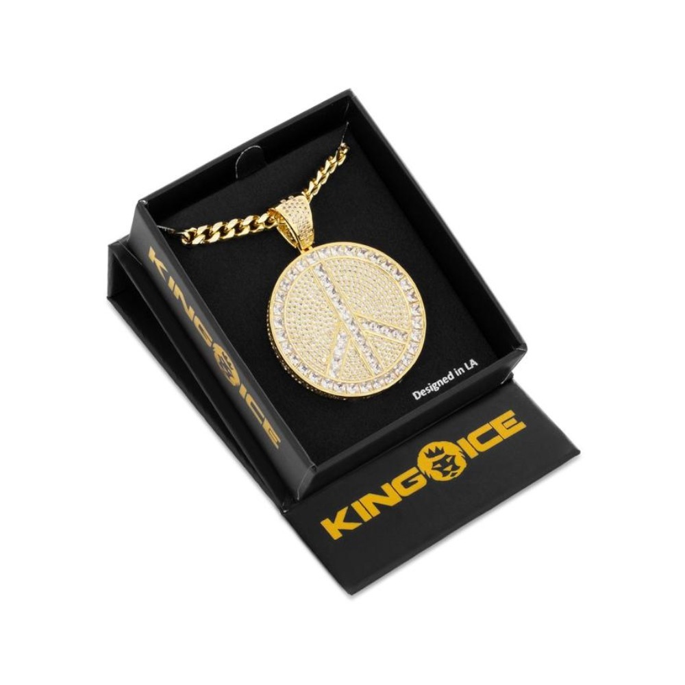 King Ice ☆ 5.6cm PEACE AND LOVE MEDALLION ネックレス 3色