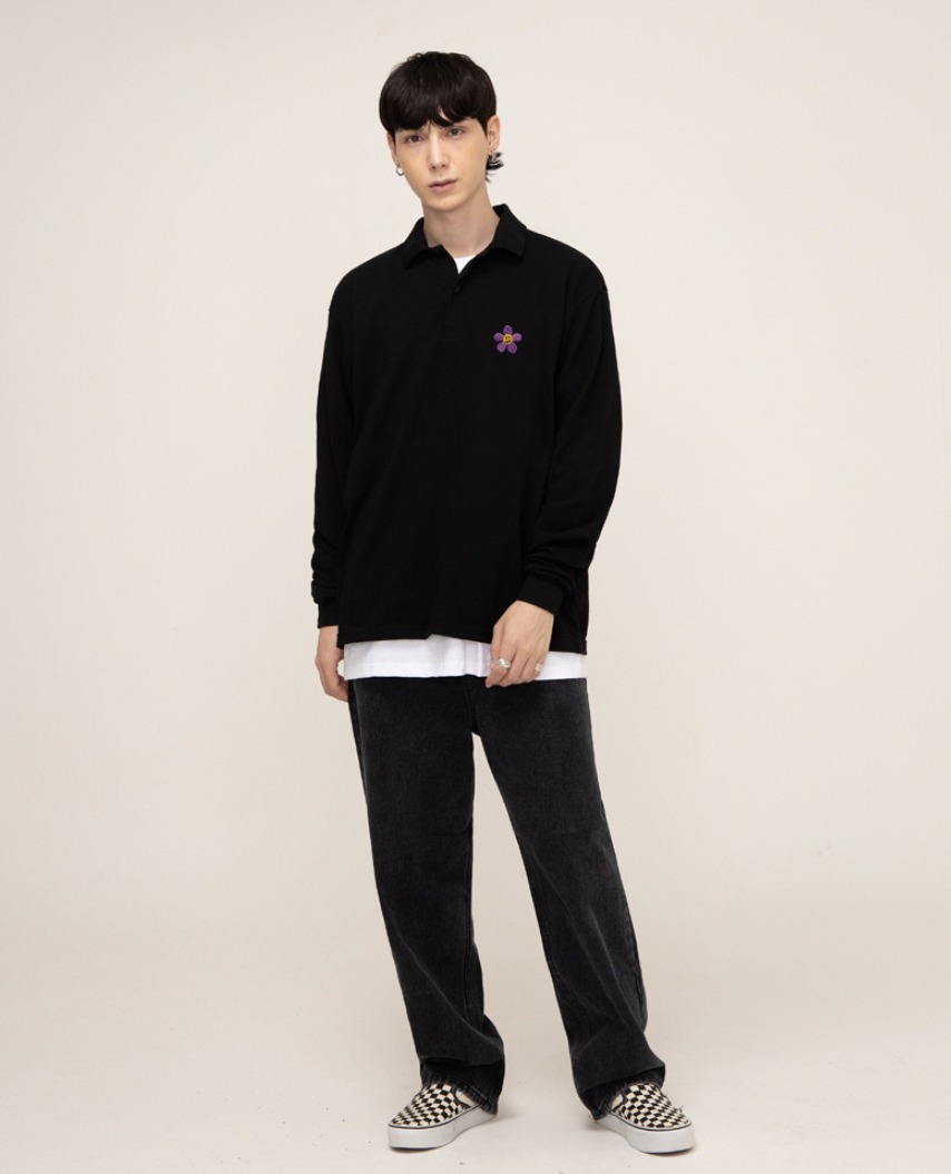 GRAVER Tシャツ・カットソー ★【GRAVER】★Purple Flower Dot White Clip PK Long Sleev.e★(6)