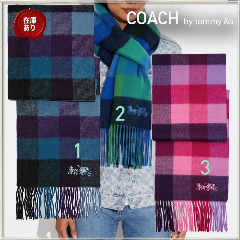★プレゼントに最適！★COACH チェックプリントロングマフラー
