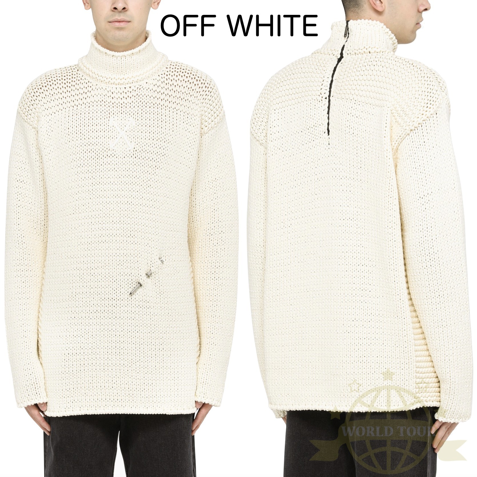 OFF WHITE メンズ アロー&ネイル コットンセーター 関税送料込 ニット・セーター OFF WHITE メンズ アロー&ネイル コットンセーター 関税送料込 ニット・セーター