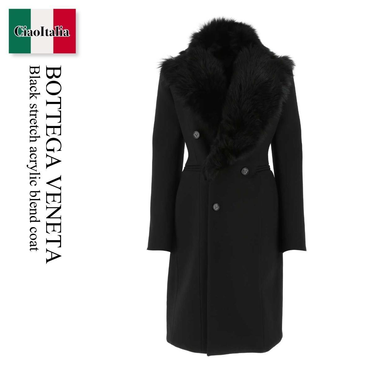 コート Bottega Veneta Black stretch acrylic blend coat