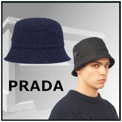 PRADA Wide-brimmed Hats Loden bucket hat