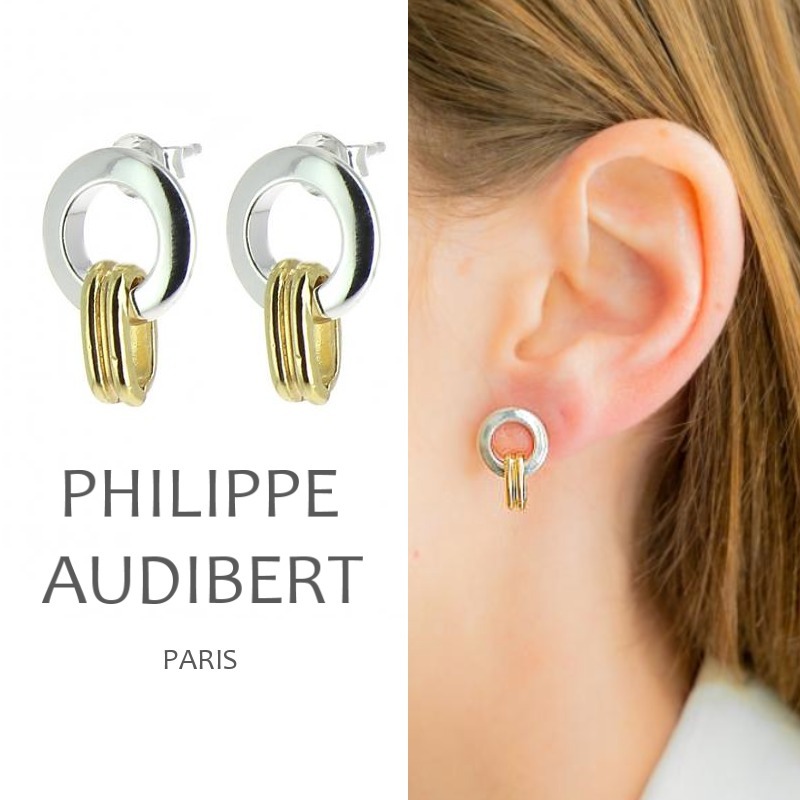 Philippe Audibert◆2トーンリング付きフープピアス /バイカラー