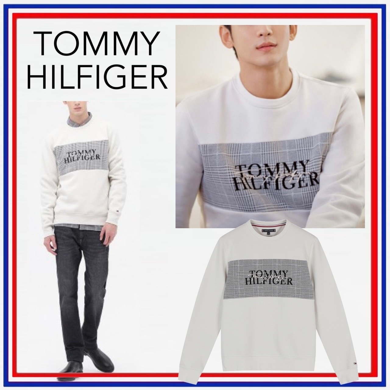 キム・スヒョン着用★Tommy Hilfiger★ Men's Check Sweat Shirt スウェット・トレーナー キム・スヒョン着用★Tommy Hilfiger★ Men's Check Sweat Shirt スウェット・トレーナー