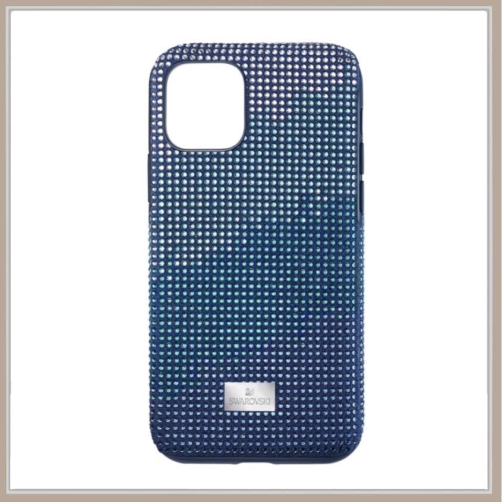 SWAROVSKI ブルー クリスタル グラム iPhoneスマホケース
