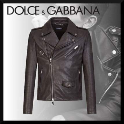 Dolce & Gabbana レザージャケット 【Dolce & Gabbana】ベルトディティール ゴートスキンジャケット