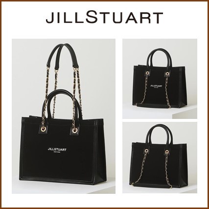 ☆JILLSTUART☆ ロゴ プリント レザー トートバッグ ブラック