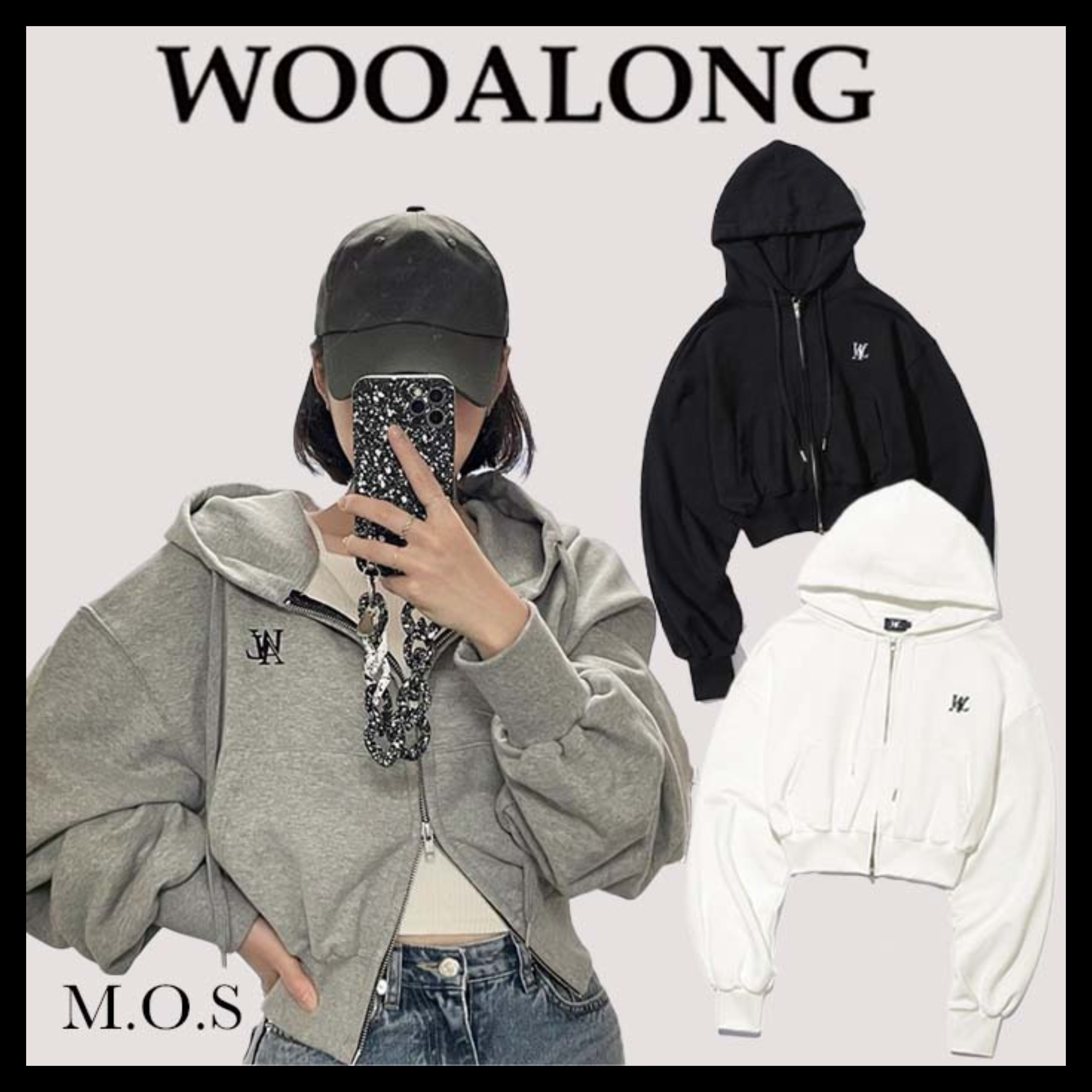 特別セーフ ★WOOALONG★Signature crop hood zip-up パーカー・フーディ 特別セーフ ★WOOALONG★Signature crop hood zip-up パーカー・フーディ