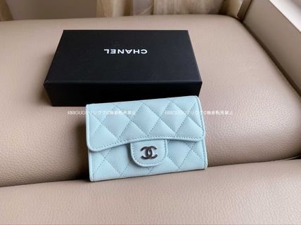 CHANEL Card Holders Plain Other Animal Patterns Leather Card Holders