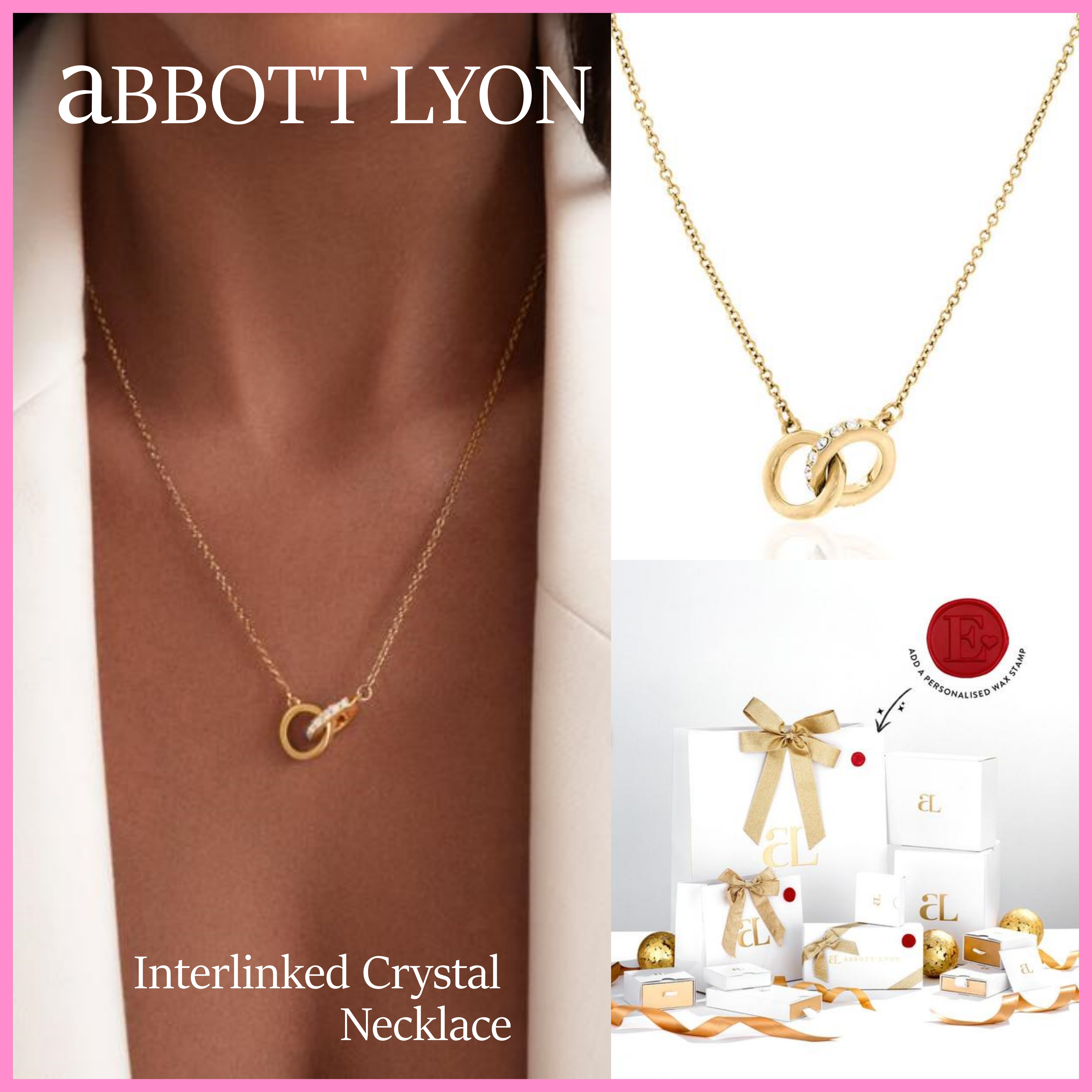 送料税込【Abbott Lyon】Interlinked Crystal Necklace (Gold)♪