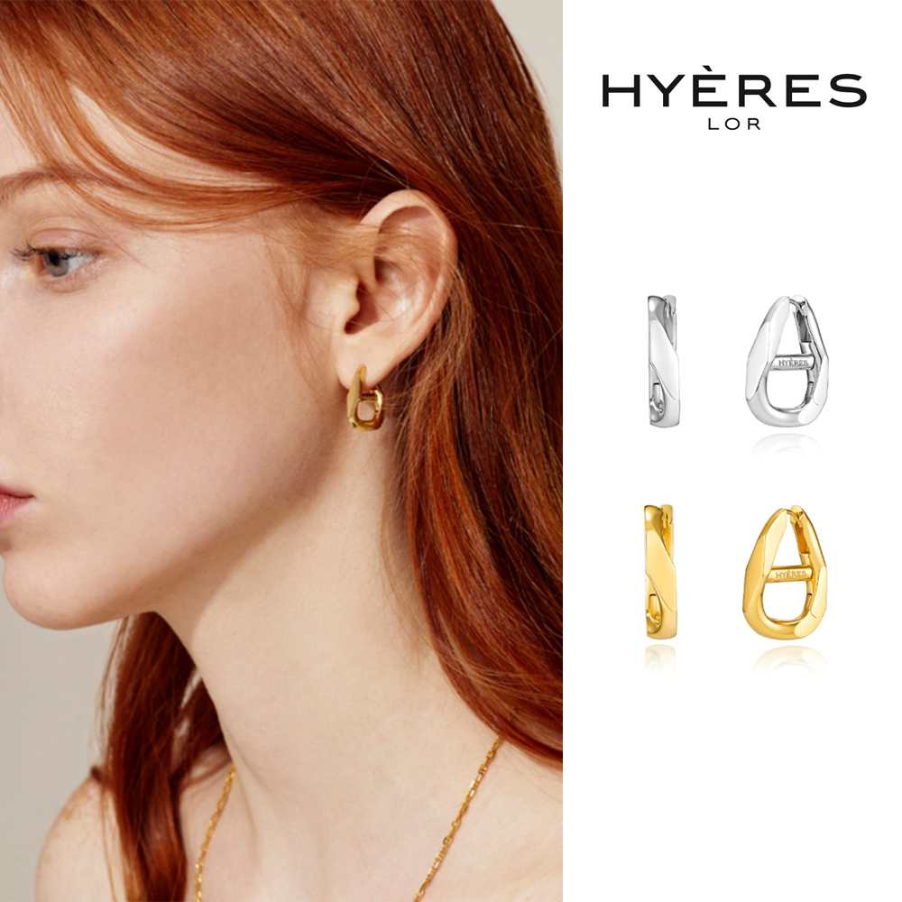 【HYERES LOR】Heriter silver curve emblem earring S
