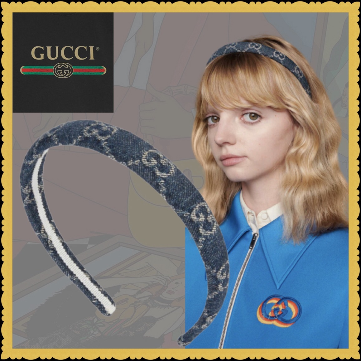 ヘアバンド/カチューシャ GUCCI グッチ カチューシャ エコウォッシュド ...