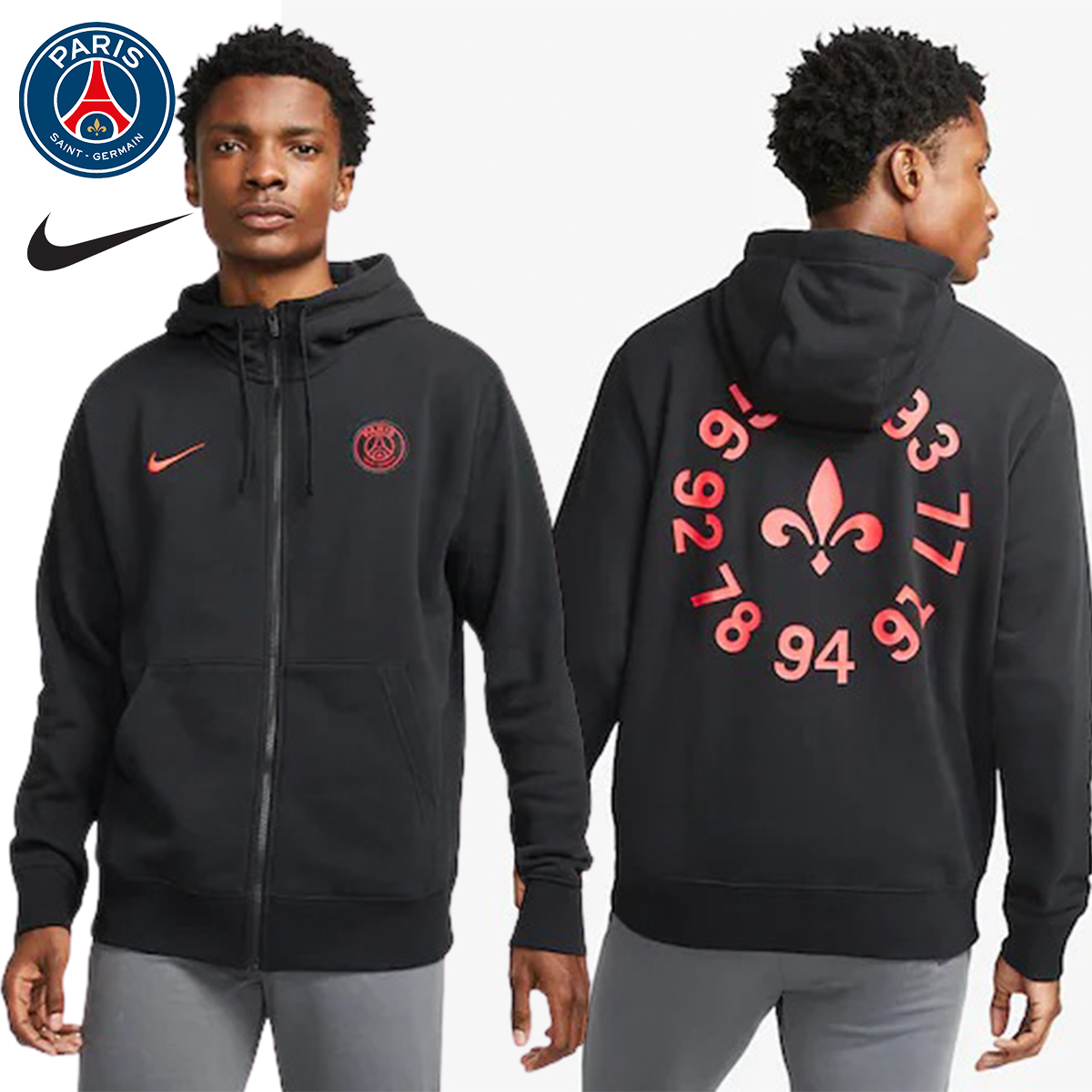 PSG パリサンジェルマン NIKE ジップパーカー 長袖 BLACK
