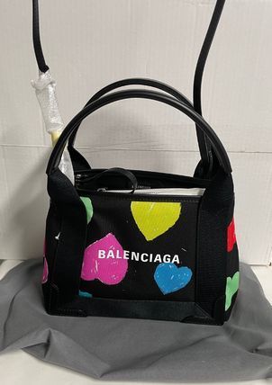 ＊BLACK FRIDAY＊ BALENCIAGA Archive Hearts Navy カバス XS