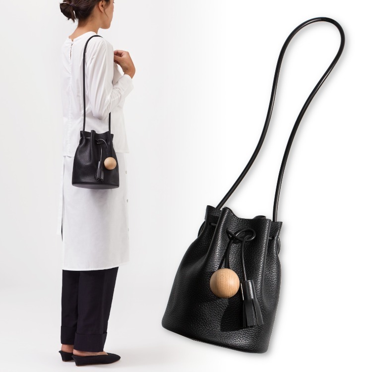 BUILDING BLOCK】Mini Bucket◇ウッドボール付き 巾着バッグ (Building