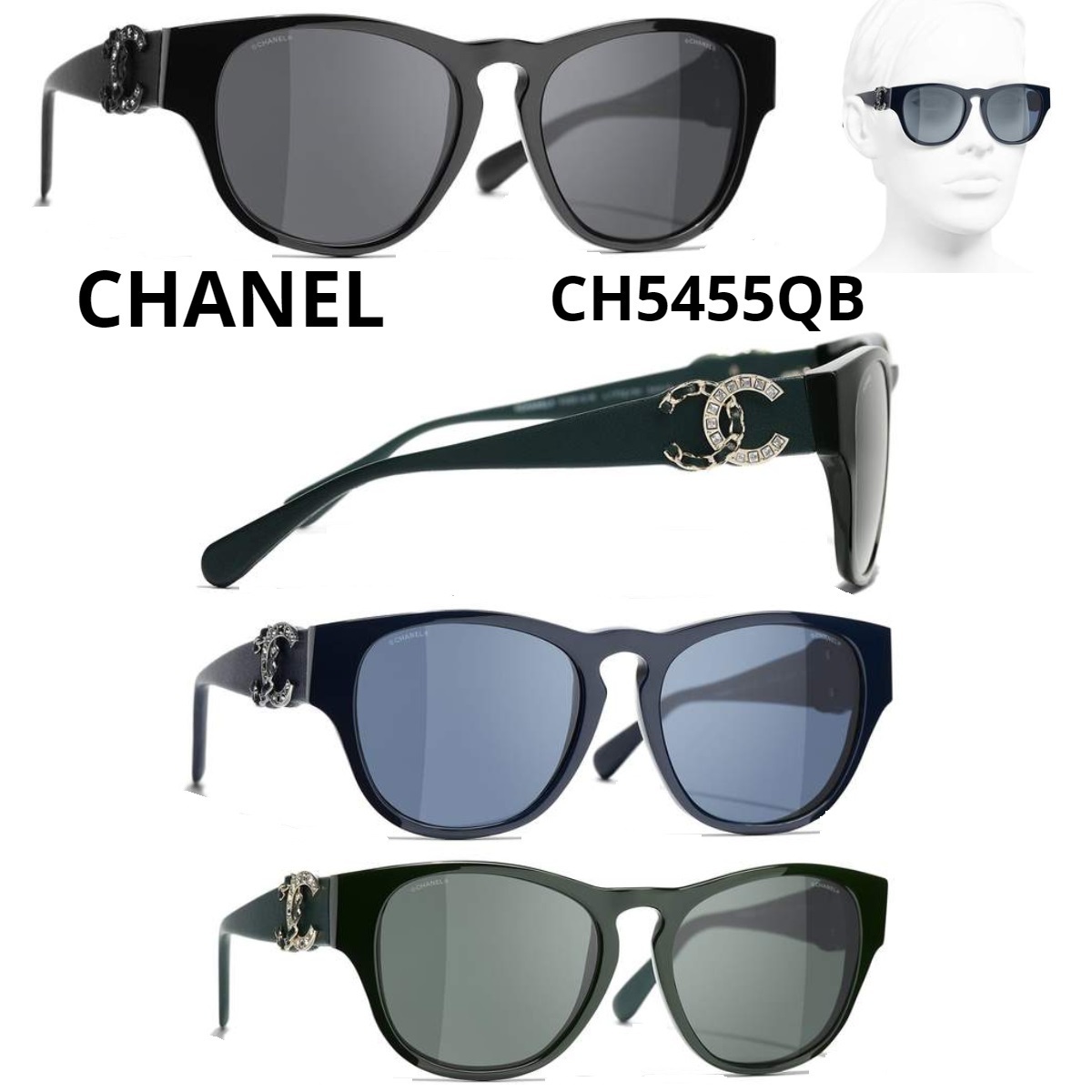関税・送料込＊CHANEL＊CH5455QB サイドロゴ サングラス