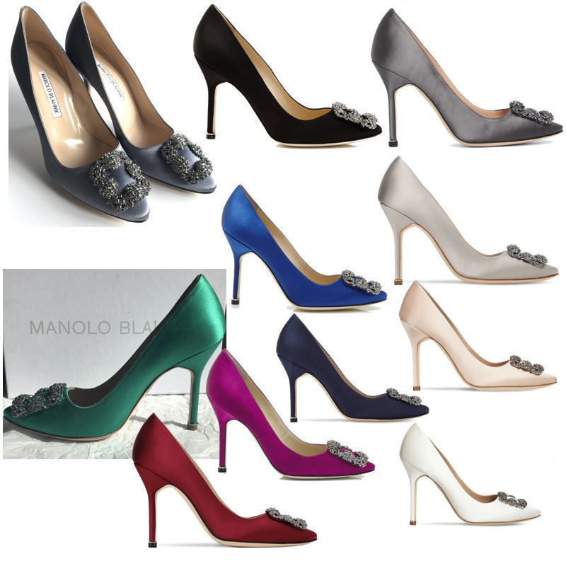【Manolo Blahnik】HANGISI サテンパンプス-105mm (Manolo