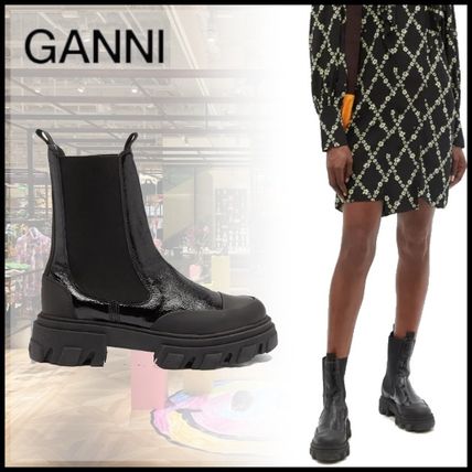 チャンキーヒール Ganni(ガニー) ショートブーツ・ブーティ(レディース ...